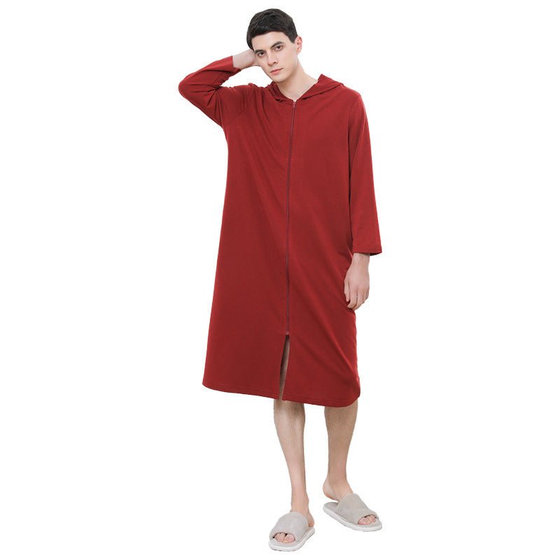 Zipper Bathrobe Couple Hooded Nightgown Thin Pajamas - E. M. E. LLC0