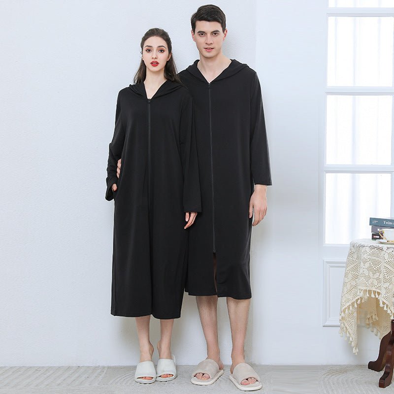 Zipper Bathrobe Couple Hooded Nightgown Thin Pajamas - E. M. E. LLC0