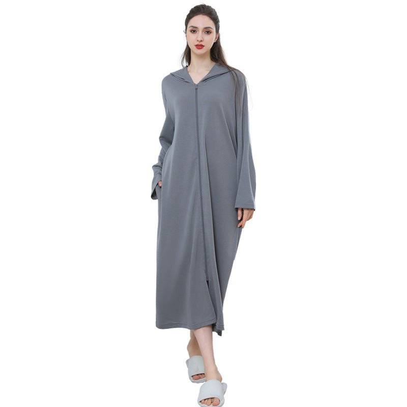 Zipper Bathrobe Couple Hooded Nightgown Thin Pajamas - E. M. E. LLC0