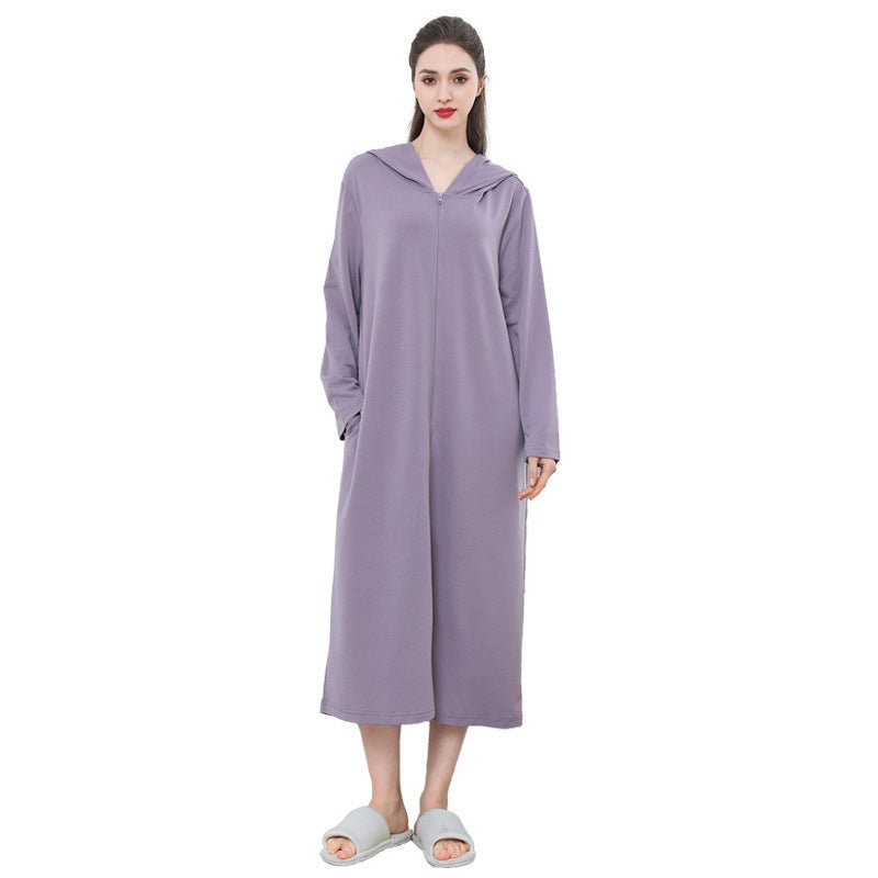 Zipper Bathrobe Couple Hooded Nightgown Thin Pajamas - E. M. E. LLC0