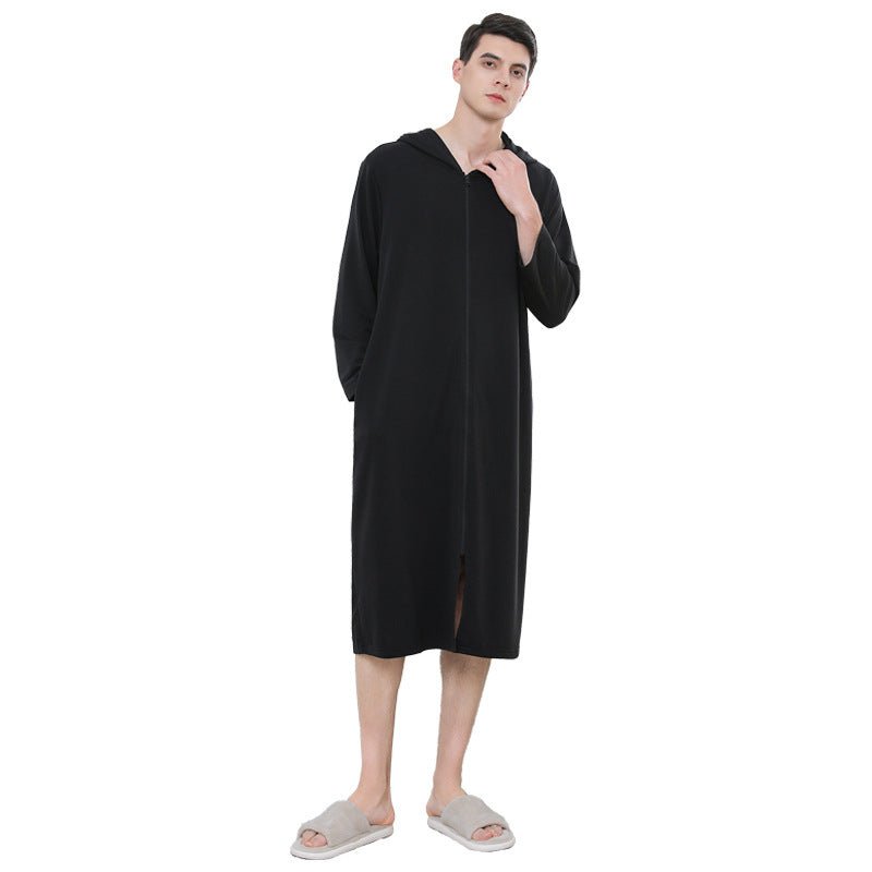 Zipper Bathrobe Couple Hooded Nightgown Thin Pajamas - E. M. E. LLC0